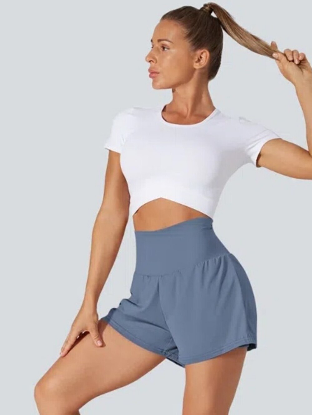 NWT Halara SoftlyZero" Airy High Waisted 2-in-1 Cool Touch Yoga Shorts Grey M